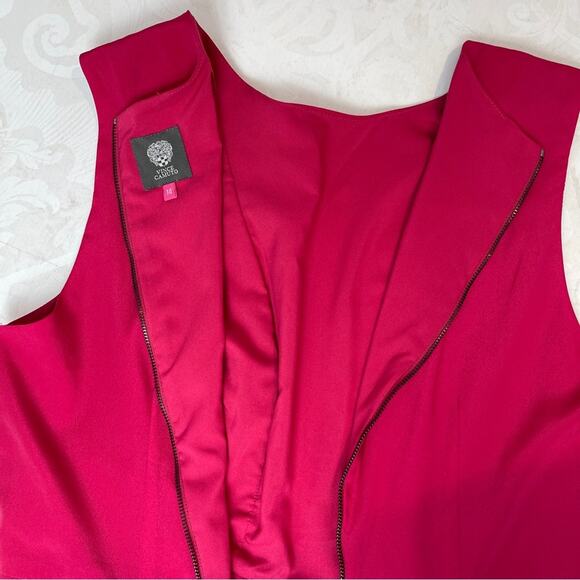 Vince Camuto Pink Silky Dress Layered Front Pleats Size 14 - Picture 10 of 14